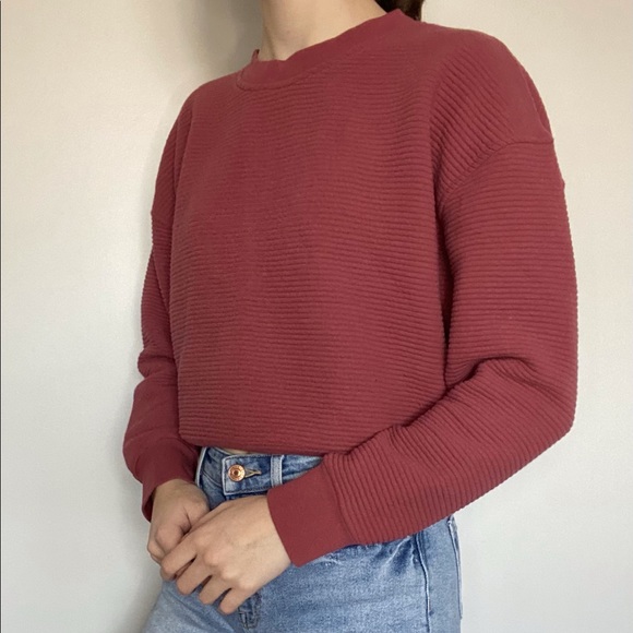 Frank & Oak Sweaters - Frank & Oak Textured Sweatshirt In Washed Red